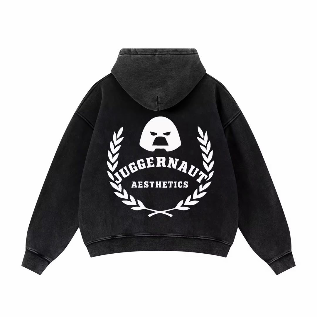Juggernaut Aesthetics Oversized Acid Wash Zip-Up Hoodie V1 *Pre-Order*